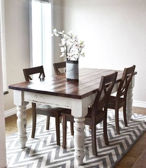 Farm Table Dark Top Distressed White Legs | Dining Room In 2018 Within Dining Tables With White Legs And Wooden Top (Photo 1 of 25)