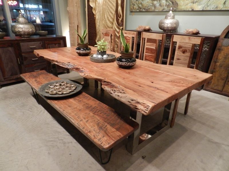 Freeform Dining Table In Acacia Wood With Chrome Legs Reclaimed Wood In Acacia Dining Tables (Photo 22 of 25)