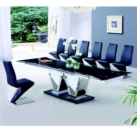 Glass Dining Table And 8 Chairs Uk | Furniture In Fashion Within Blue Glass Dining Tables (View 4 of 25)