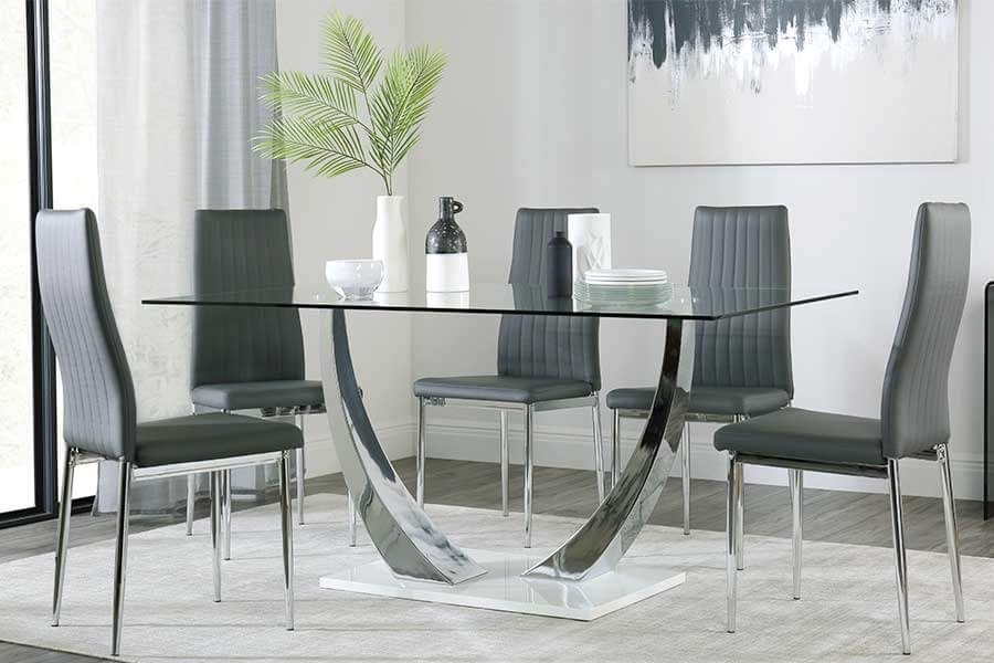 Glass Dining Table & Chairs – Glass Dining Sets | Furniture Choice Within Glass Dining Tables Sets (Photo 1 of 25)