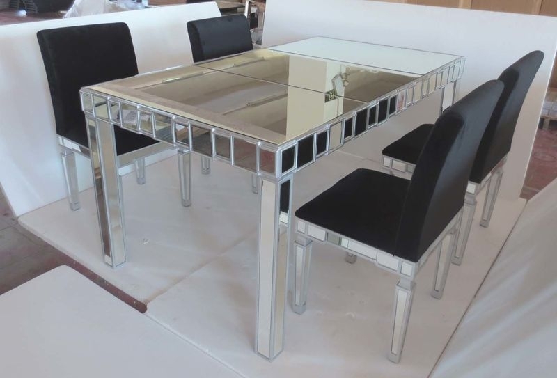 Glass Mirrored Dining Table With Chair Inside Mirror Glass Dining Tables (Photo 1 of 25)