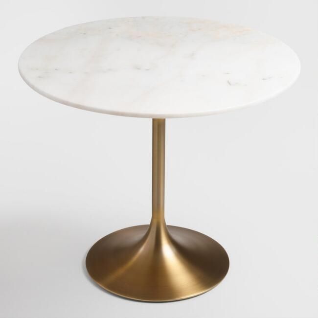 Gold And Marble Leilani Tulip Dining Table World Market Regarding Inside Candice Ii Round Dining Tables (View 23 of 25)