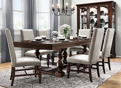 Halloran 7 Pc. Dining Set | Around The House | Pinterest | Dining With Regard To Craftsman 9 Piece Extension Dining Sets With Uph Side Chairs (Photo 18 of 25)