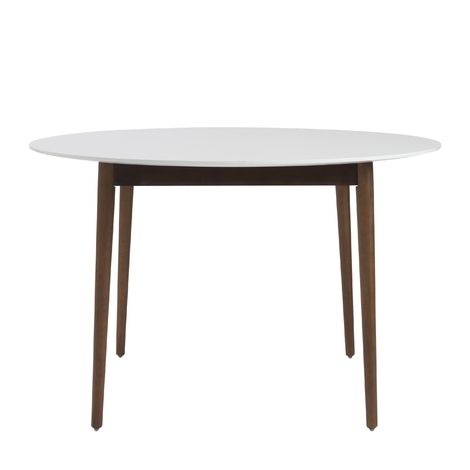 Hanee Round Dining Table, Ivory & Dark Walnut In Dark Round Dining Tables (View 18 of 25)