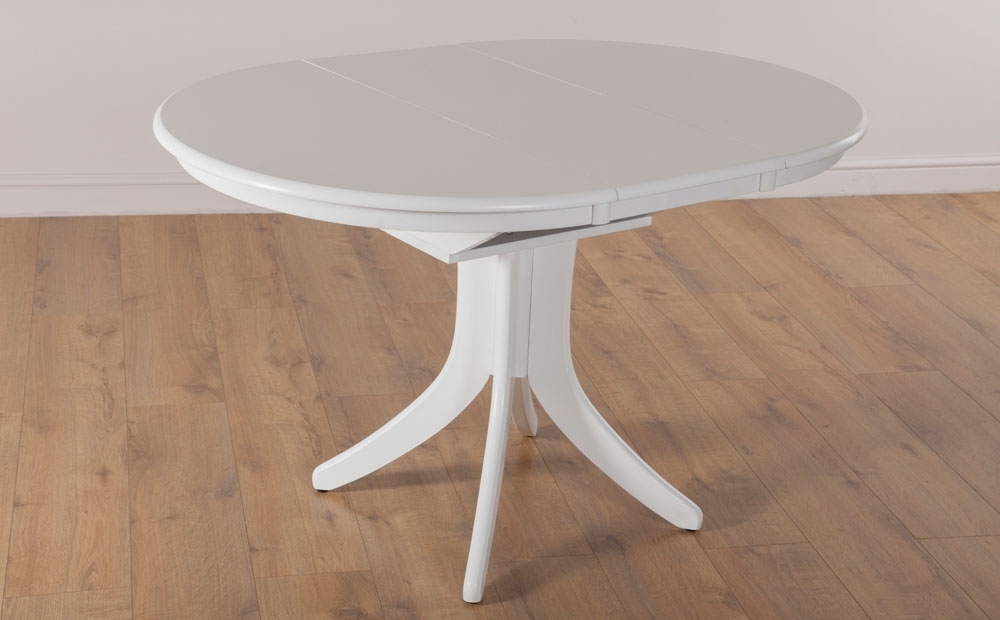 Hudson Round Extending White Dining Room Table Furniture | Ebay Inside White Round Extendable Dining Tables (Photo 1 of 25)