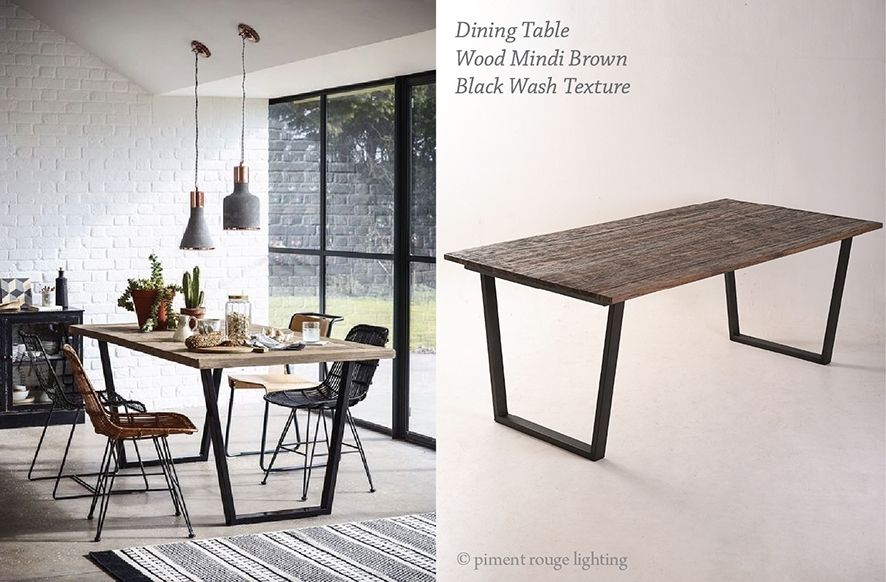 Industrial Style Dining Room With Wood Mindi Brown Dining Table With Regard To Industrial Style Dining Tables (View 6 of 25)