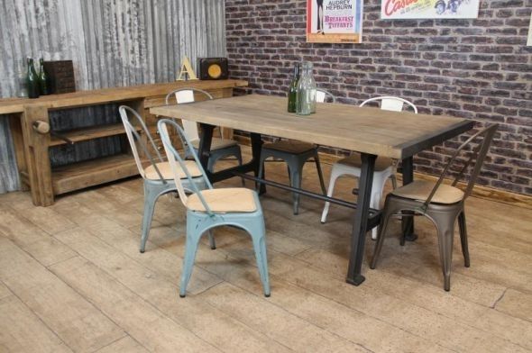 Industrial Style Table With Cast Iron Base Throughout Industrial Style Dining Tables (View 15 of 25)
