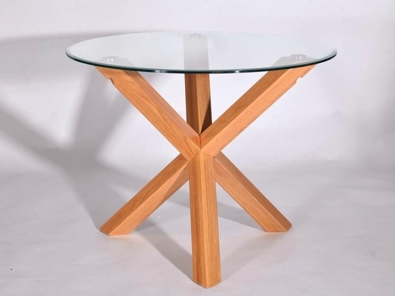Inspiring Table Tfw Cm Glass Oak Utah Round Solid Oak Dining Table With Regard To Round Glass And Oak Dining Tables (View 20 of 25)