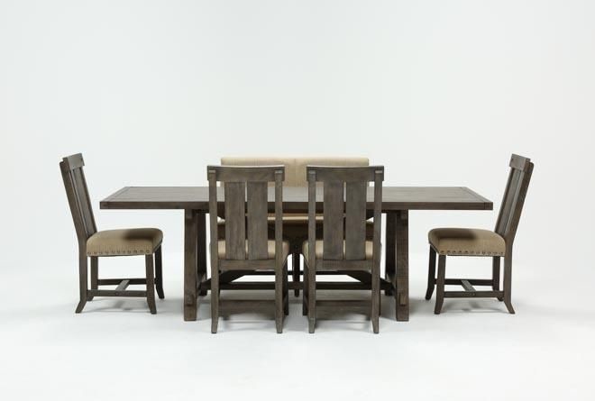 Jaxon Grey 6 Piece Rectangle Extension Dining Set W/bench & Wood Inside Jaxon Grey 6 Piece Rectangle Extension Dining Sets With Bench & Wood Chairs (View 1 of 25)
