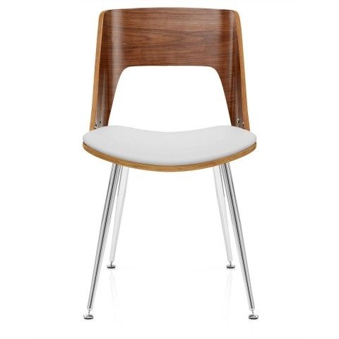 Karma Walnut Dining Chair White Leather – Atlantic Shopping Pertaining To White Dining Chairs (View 15 of 25)