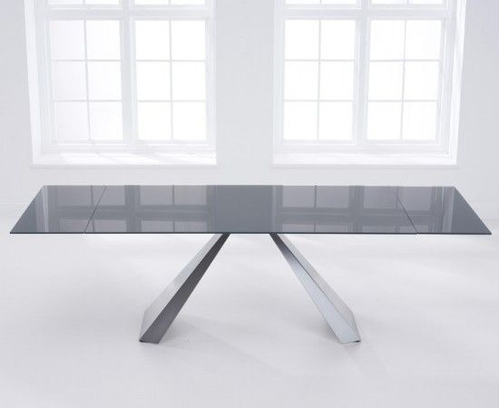 La Linea 180 – 260cm Ext. Dark Grey Glass Dining Table | Morale Home Inside Grey Glass Dining Tables (Photo 2 of 25)