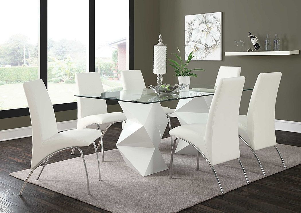 Leonardo Furniture – Rockville Center, Ny White & White Dining Table Pertaining To Logan 7 Piece Dining Sets (Photo 9 of 25)