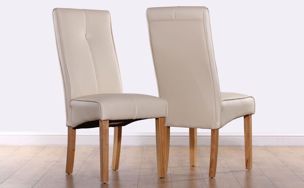 Logan Ivory Leather Dining Chair Oak Leg Only White Leather Dining Inside Oak Leather Dining Chairs (View 6 of 25)