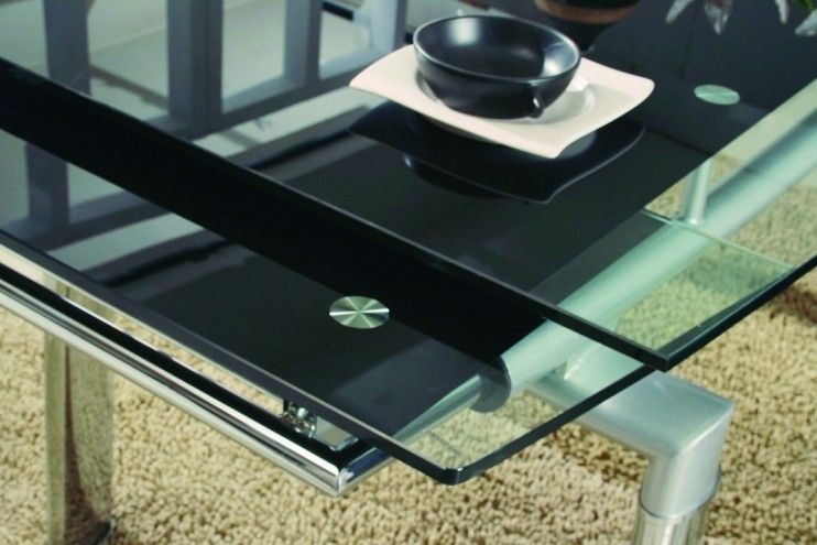 Luxor Black Glass Extendable Dining Table | Modenza Furniture Within Extendable Glass Dining Tables (View 23 of 25)