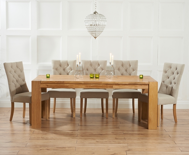 Madrid 240cm Solid Oak Dining Table With Anais Fabric Chairs Inside Fabric Dining Room Chairs (Photo 1 of 25)