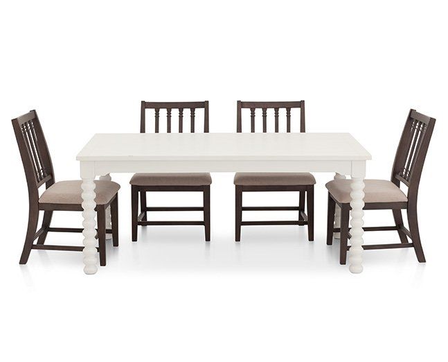 Magnolia Home Spool Leg 5 Pc. Dining Room Set – Furniture Row Intended For Magnolia Home Taper Turned Jo's White Gathering Tables (Photo 6583 of 7825)