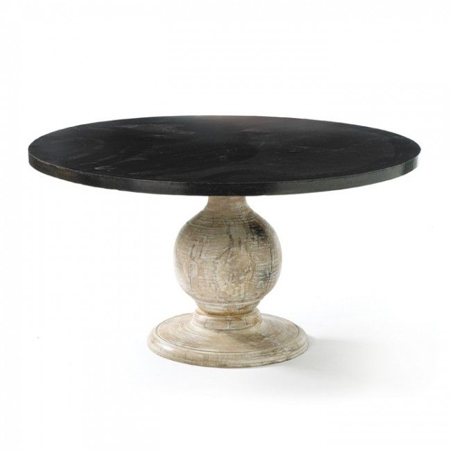 Matson Black Steel Round Dining Table With Cream Wood Base Throughout Dark Round Dining Tables (Photo 3 of 25)