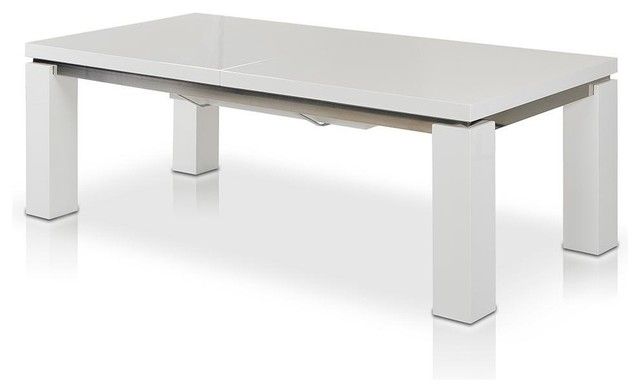 Maxi 78" 126" High Gloss White Extendable Dining Table – Modern Regarding High Gloss Extendable Dining Tables (Photo 25 of 25)