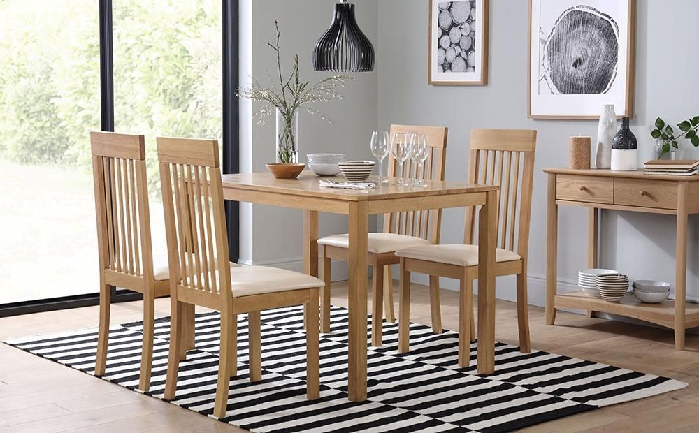 Milton Oak Dining Table With 6 Oxford Ivory Chairs Only £ (View 1 of 25)