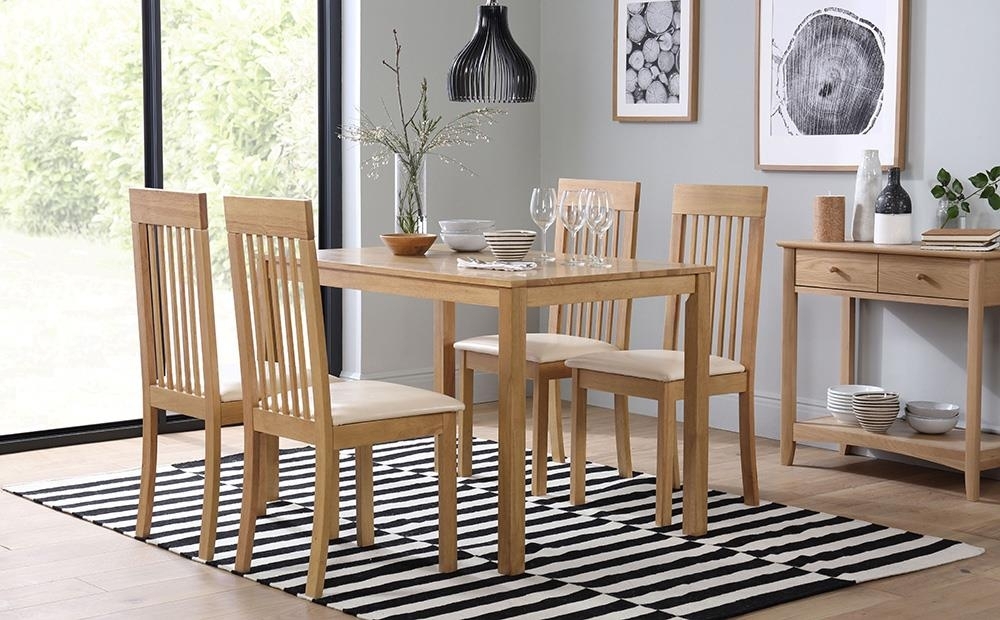 Milton Oak Dining Table With 6 Oxford Ivory Chairs Only £299.99 Pertaining To Milton Dining Tables (Photo 1 of 25)