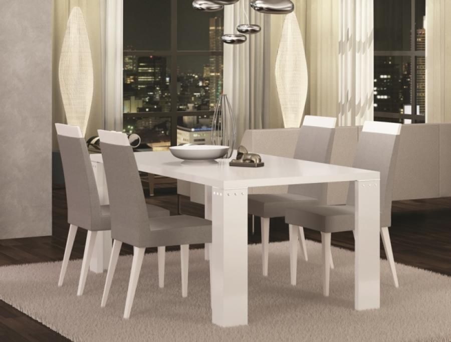 Modern Exquisite Diamond Fixed Or Ext. White High Gloss Dining Table With Dining Tables Grey Chairs (Photo 19 of 25)