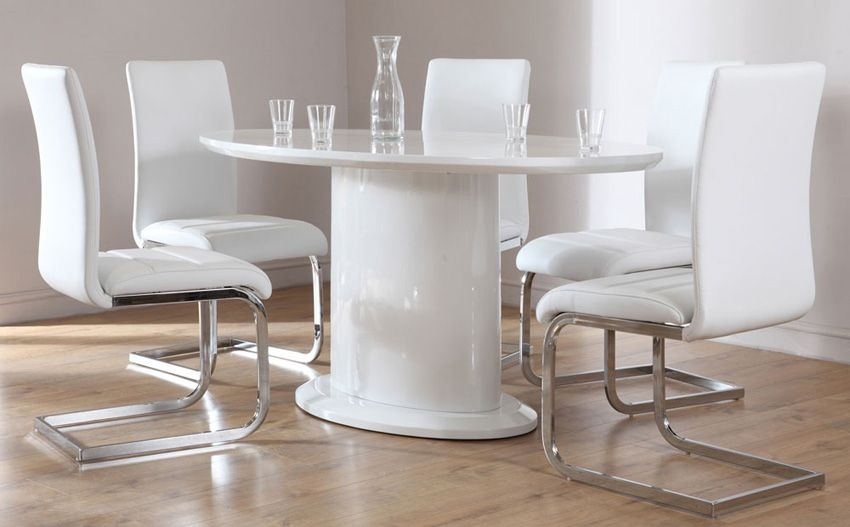 Monaco White High Gloss Oval Dining Table And 6 Chairs Set (perth With White High Gloss Oval Dining Tables (Photo 1 of 25)