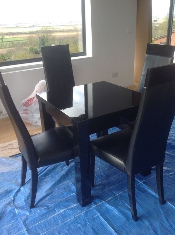 Next Black Gloss Dining Table And 4 Chairs | In Waddington Intended For Black Gloss Dining Furniture (View 23 of 25)