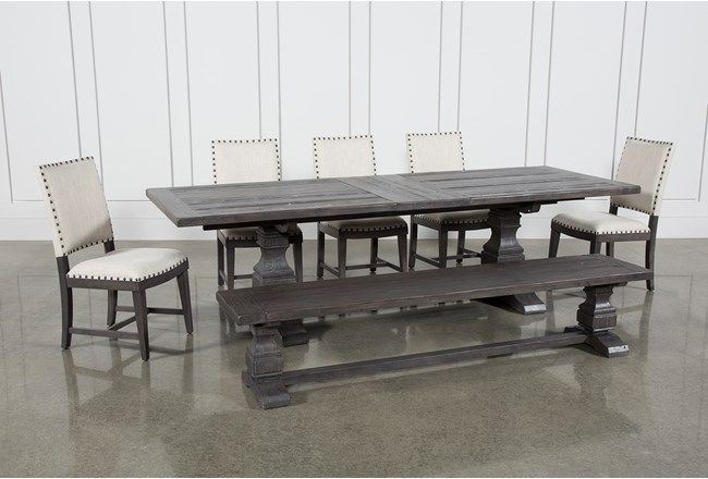 Norwood 7 Piece Rectangular Extension Dining Set With Bench & Uph In Norwood Rectangle Extension Dining Tables (Photo 1 of 25)