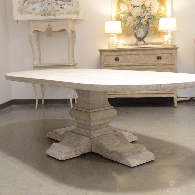 Oval Reclaimed Elm Plank Table With Pedestal Leg Intended For Oval Reclaimed Wood Dining Tables (View 9 of 25)