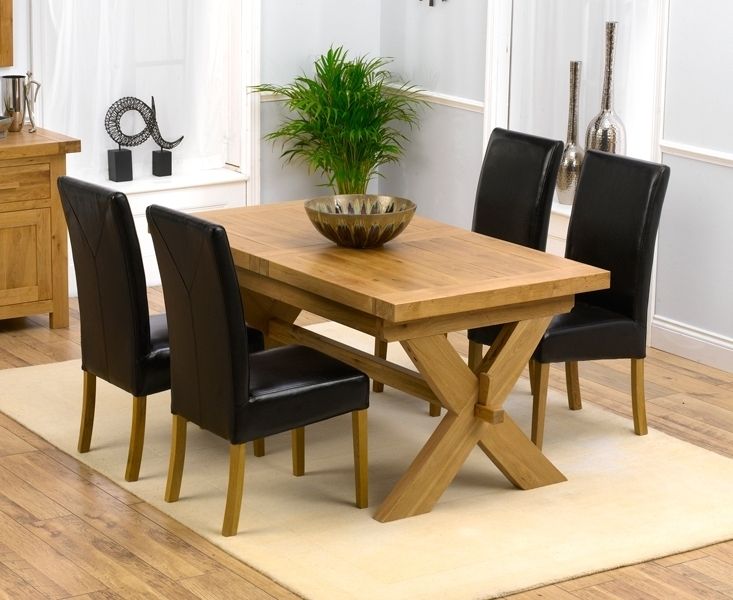 Padova Solid Oak 160Cm Extending Dining Set With 4 Gatsby Brown Chairs Regarding Extendable Oak Dining Tables And Chairs (View 14 of 25)