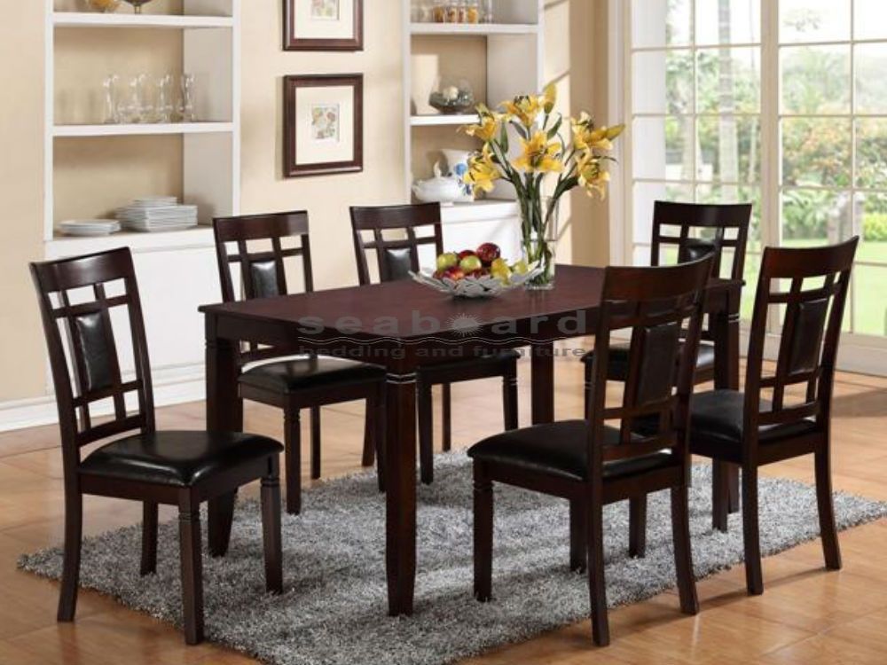 Paige 7 Piece Dining Room Set In Dark Brown 2325 Pertaining To Dark Dining Room Tables (View 3 of 25)