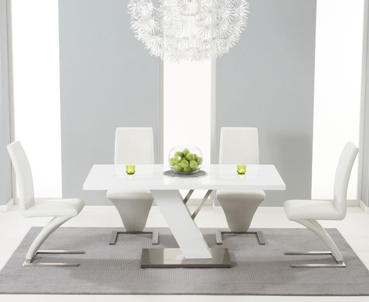 Palma 160cm White High Gloss Dining Table With Hampstead Z Chairs Intended For High Gloss Dining Sets (Photo 7 of 25)