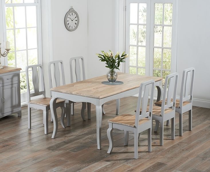 Parisian 175Cm Grey Shabby Chic Dining Table With Chairs Intended For Dining Tables With Grey Chairs (View 15 of 25)
