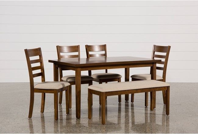 Patterson 6 Piece Dining Set, Brown | Dining, Side Chair And Bench Inside Combs 7 Piece Dining Sets With  Mindy Slipcovered Chairs (View 1 of 25)