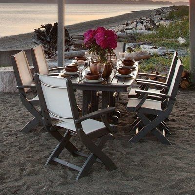 Polywood® Coastal 7 Piece Dining Set Finish: Slate Grey | Coastal With Chapleau Ii 7 Piece Extension Dining Table Sets (View 6 of 25)