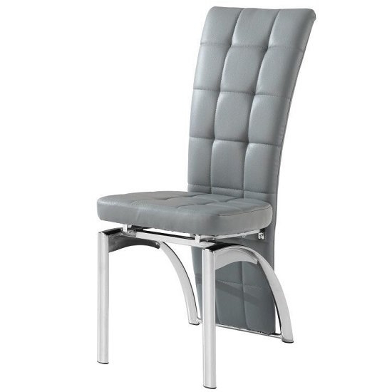 Ravenna Dining Chair In Grey Faux Leather With Chrome Base Pertaining To Purple Faux Leather Dining Chairs (Photo 25 of 25)