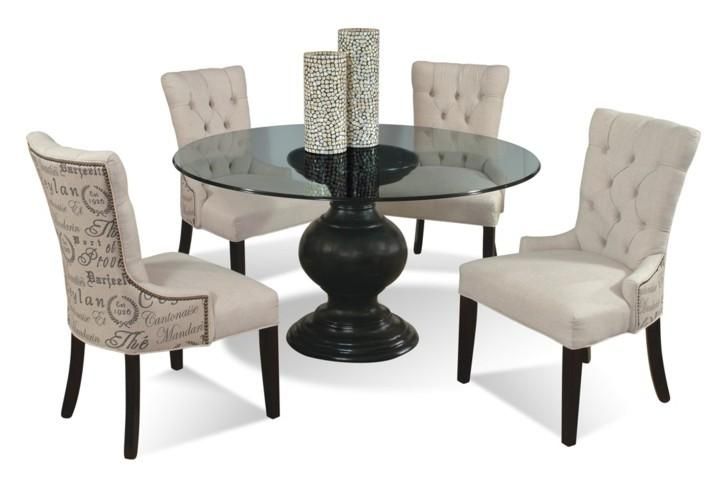 Round Dining Table With Upholstered Chairs | Bumpermanhk Pertaining To Jaxon Grey 5 Piece Round Extension Dining Sets With Upholstered Chairs (View 11 of 25)