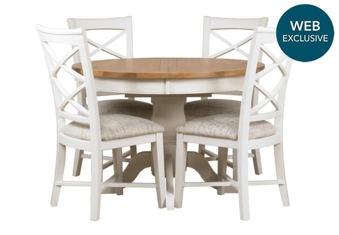 Round Extending Dining Table With 4 Chairs – Arles – Dining With Circular Extending Dining Tables And Chairs (View 25 of 25)