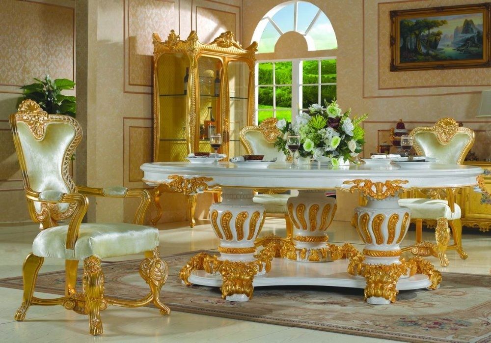 Royal Classic Furniture Handwork Gilding Golden Foil Royalty Dining Regarding Royal Dining Tables (Photo 4 of 25)
