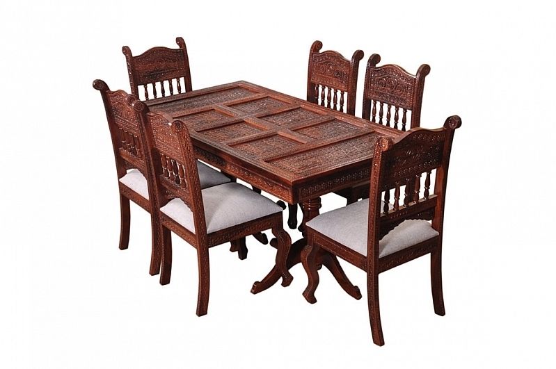 Royal Sheesham Wood Dining Table Set Fusion Of Rich Victorian Amp Pertaining To Dining Table Sets With 6 Chairs (View 25 of 25)