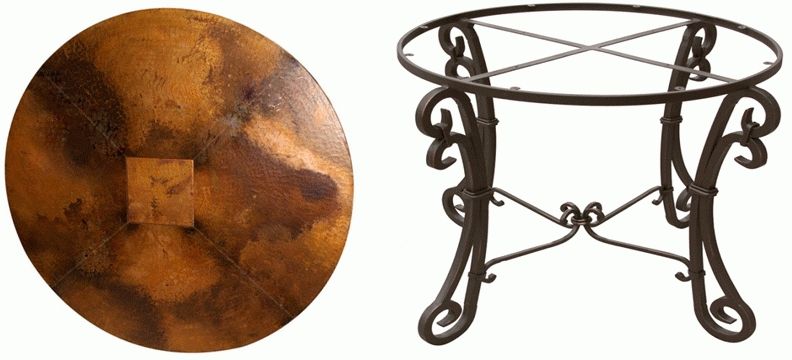 Rustic Round Copper Table With Metal Base, Copper Dining Table In Valencia 60 Inch Round Dining Tables (View 12 of 25)