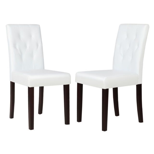Set Of 2 Ivory White Leather Dining Room Chair Kitchen Dinette W With White Leather Dining Room Chairs (View 1 of 25)