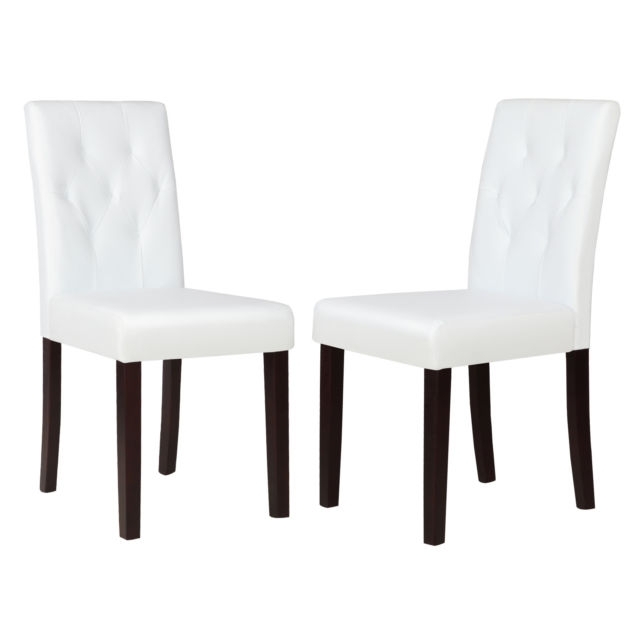 Set Of 2 Ivory White Leather Dining Room Chair Kitchen Dinette W With White Leather Dining Room Chairs (Photo 1 of 25)