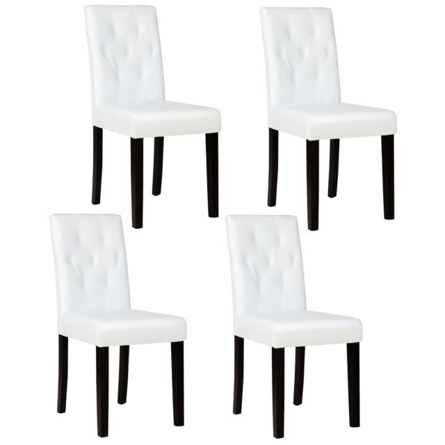 Set Of 4 Ivory White Leather Dining Chair Kitchen Dinette Room W For Ivory Leather Dining Chairs (View 13 of 25)