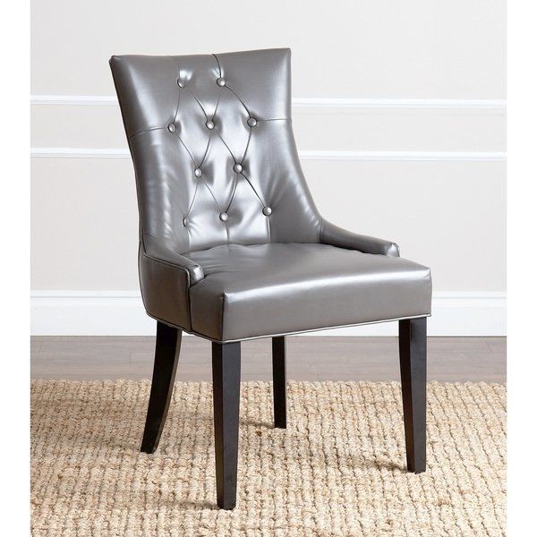 Shop Abbyson Napa Grey Leather Dining Chair – Free Shipping Today With Grey Leather Dining Chairs (View 9 of 25)
