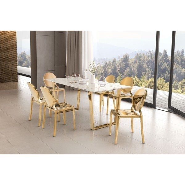 Shop Atlas Goldtone Stone Dining Table – Free Shipping Today Pertaining To Stone Dining Tables (View 25 of 25)