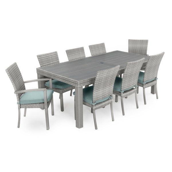 Shop Cannes 9Pc Dining Set In Spa Bluerst Brands – On Sale For Valencia 72 Inch 6 Piece Dining Sets (View 22 of 25)