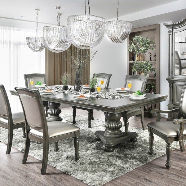 Shop Furniture Of America Shayson Traditional Grey 103 Inch Dining Pertaining To 87 Inch Dining Tables (View 9 of 25)