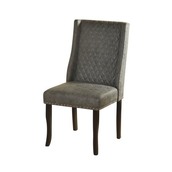 Shop Silk Road Modified Semi Wingback Faux Leather Dining Chair With Dark Brown Leather Dining Chairs (Photo 12 of 25)