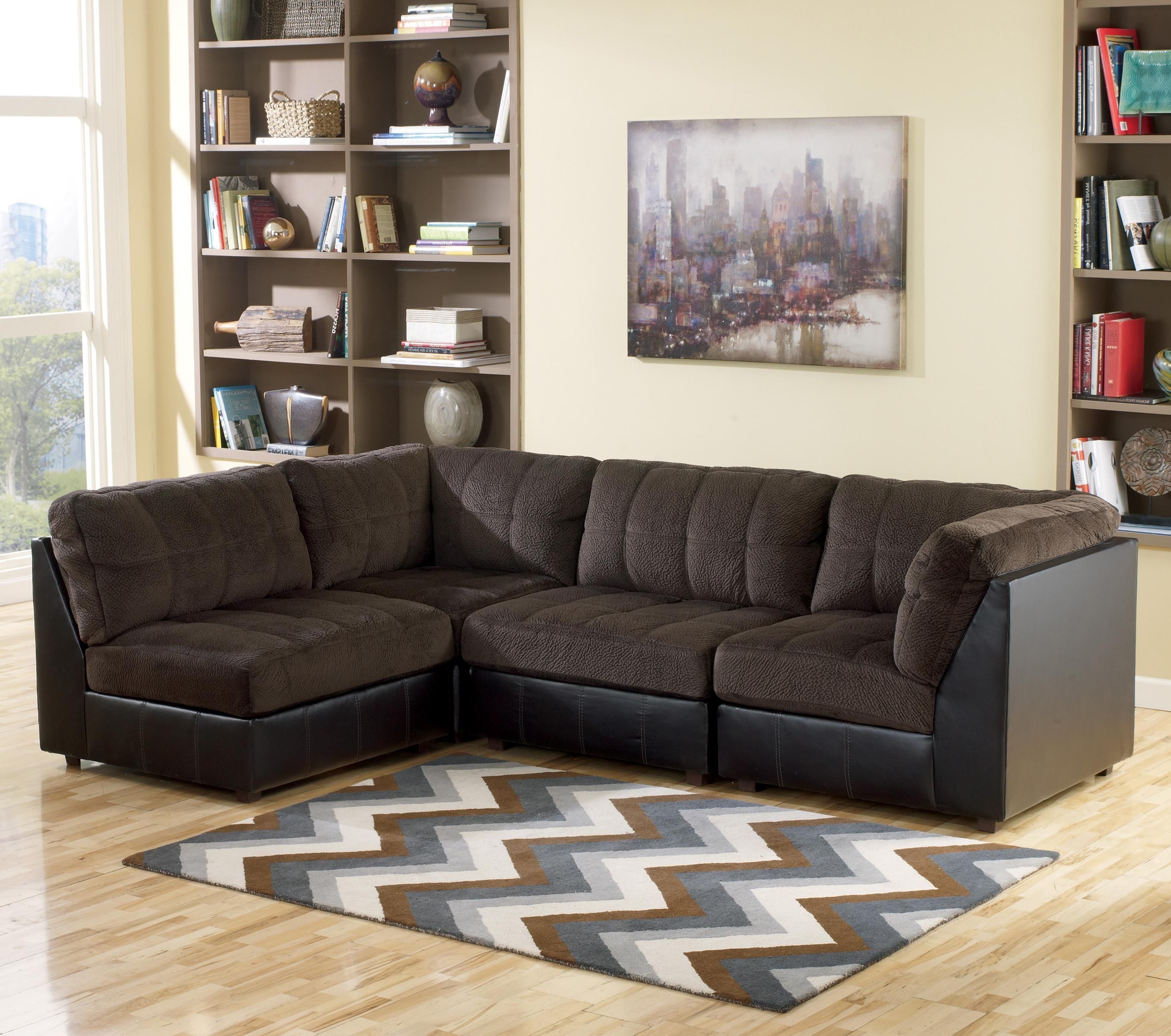 Signature Designashley Hobokin – Chocolate Contemporary 4 Piece In Blaine 4 Piece Sectionals (View 22 of 25)